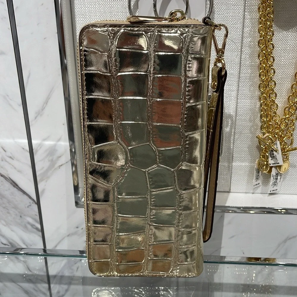 Michael Kors Gold Crocodile Embossed Wallet
